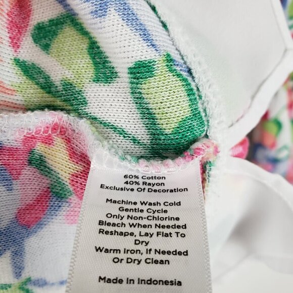 Talbots Faux Layered Top Floral Pique Pink 3/4 Sleeve Size LP Large Petite - Picture 7 of 7